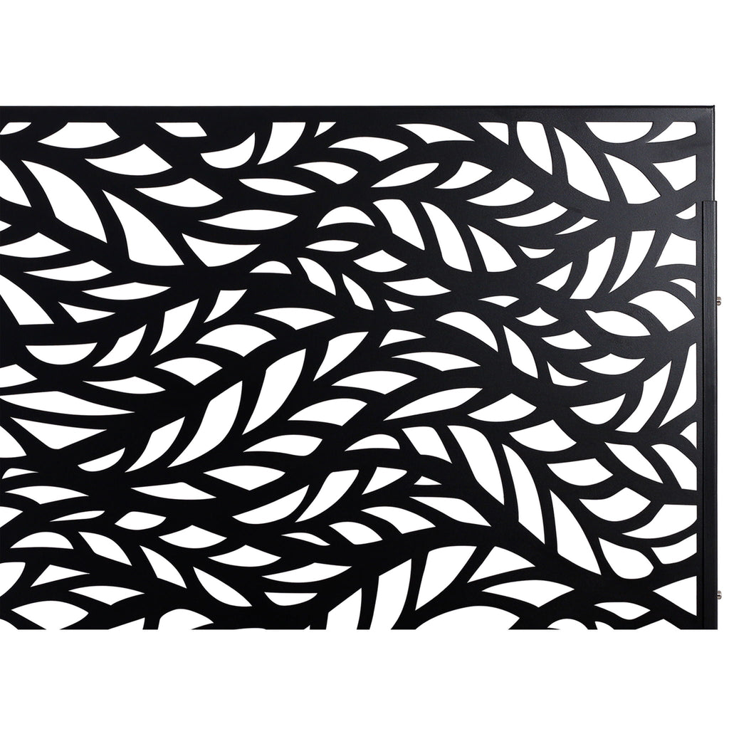 Outdoor & Indoor Privacy Screen Metal Privacy Screen, Freestanding Decorative Privacy Screen For Deck Balcony Patio - Black