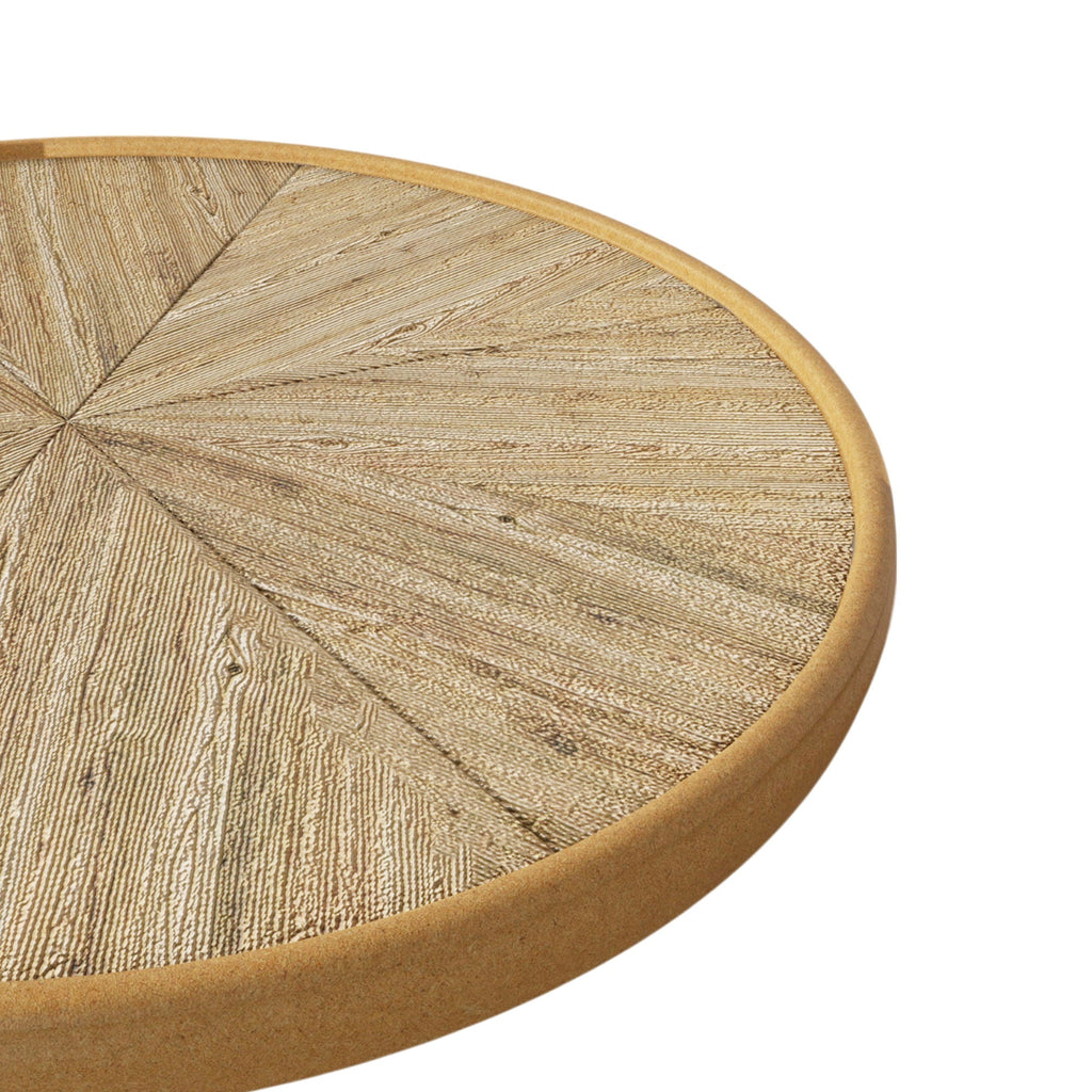 Round End Table With Pedestal Base - Natural Wood