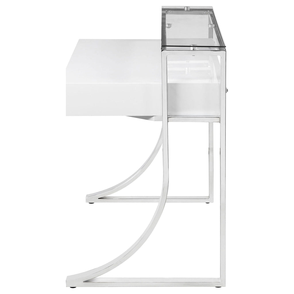Gemma 48-inch 2-drawer Writing Desk White High Gloss