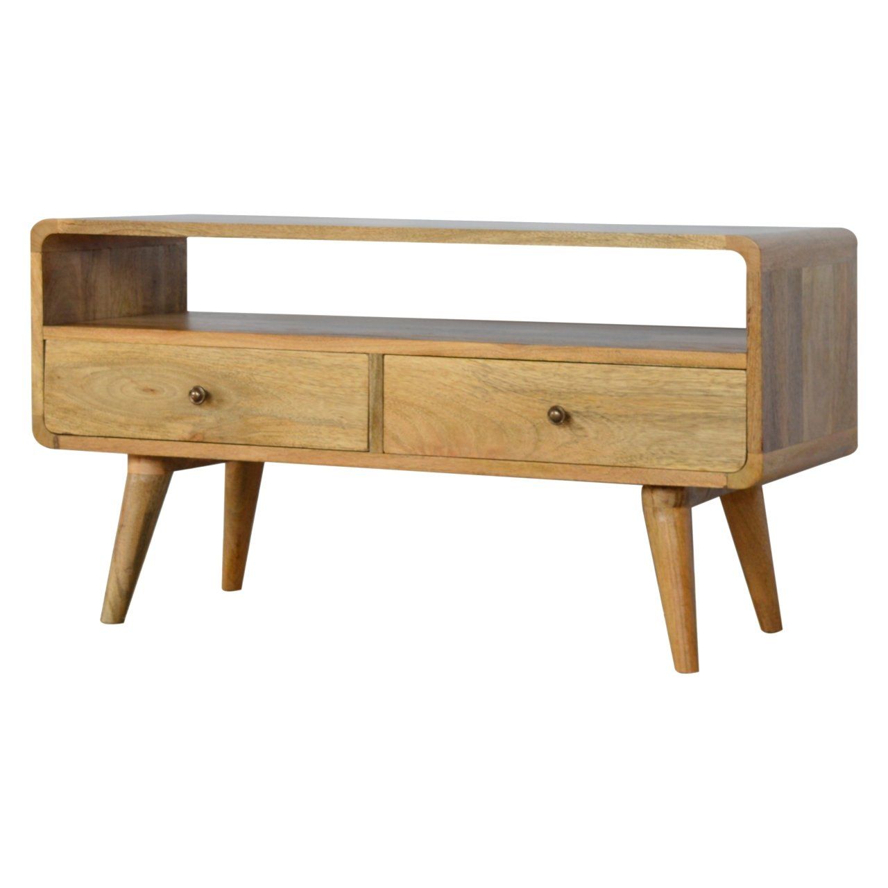 Solid Wood Curved Media Unit