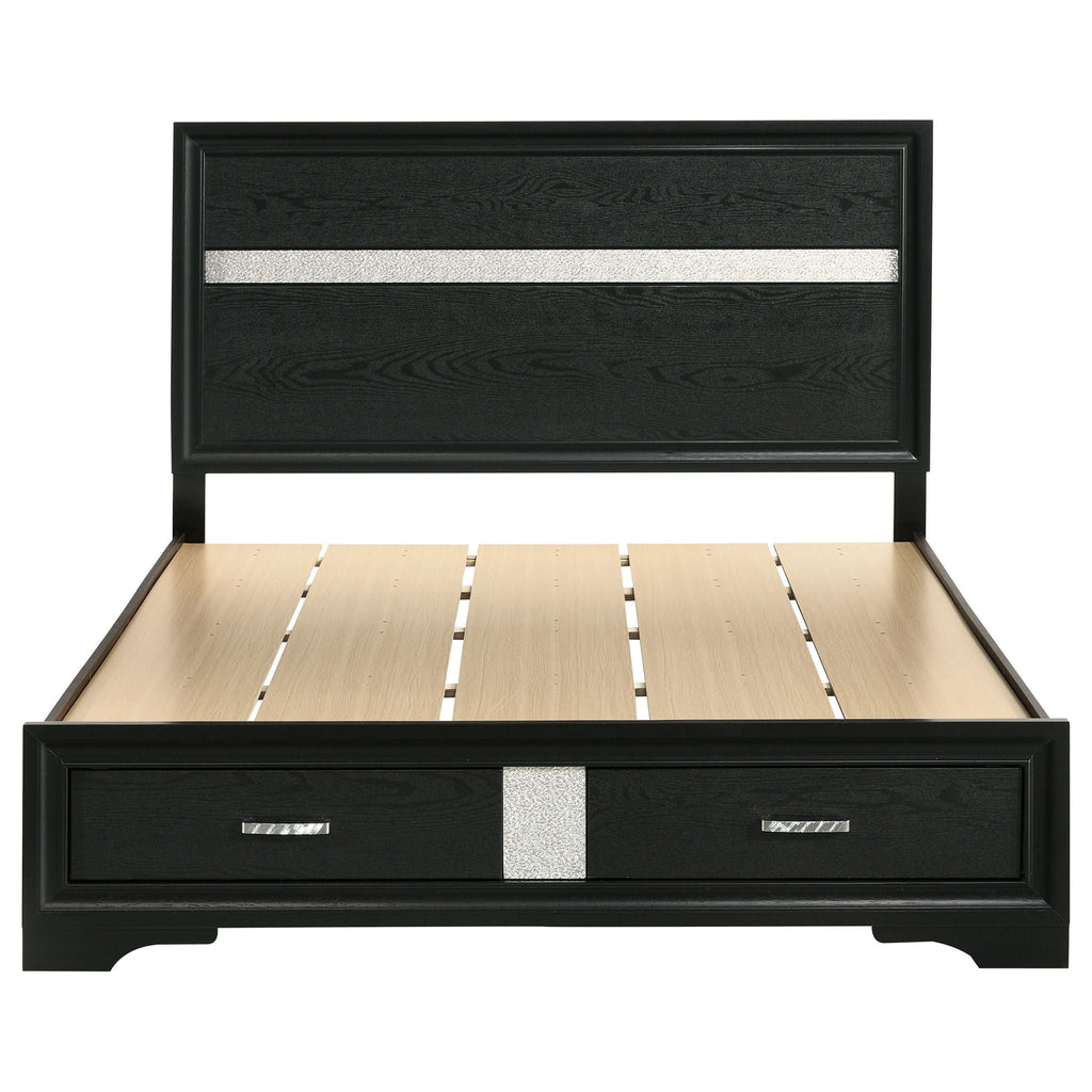 Miranda 51-inch Wood Queen Storage Panel Bed Black