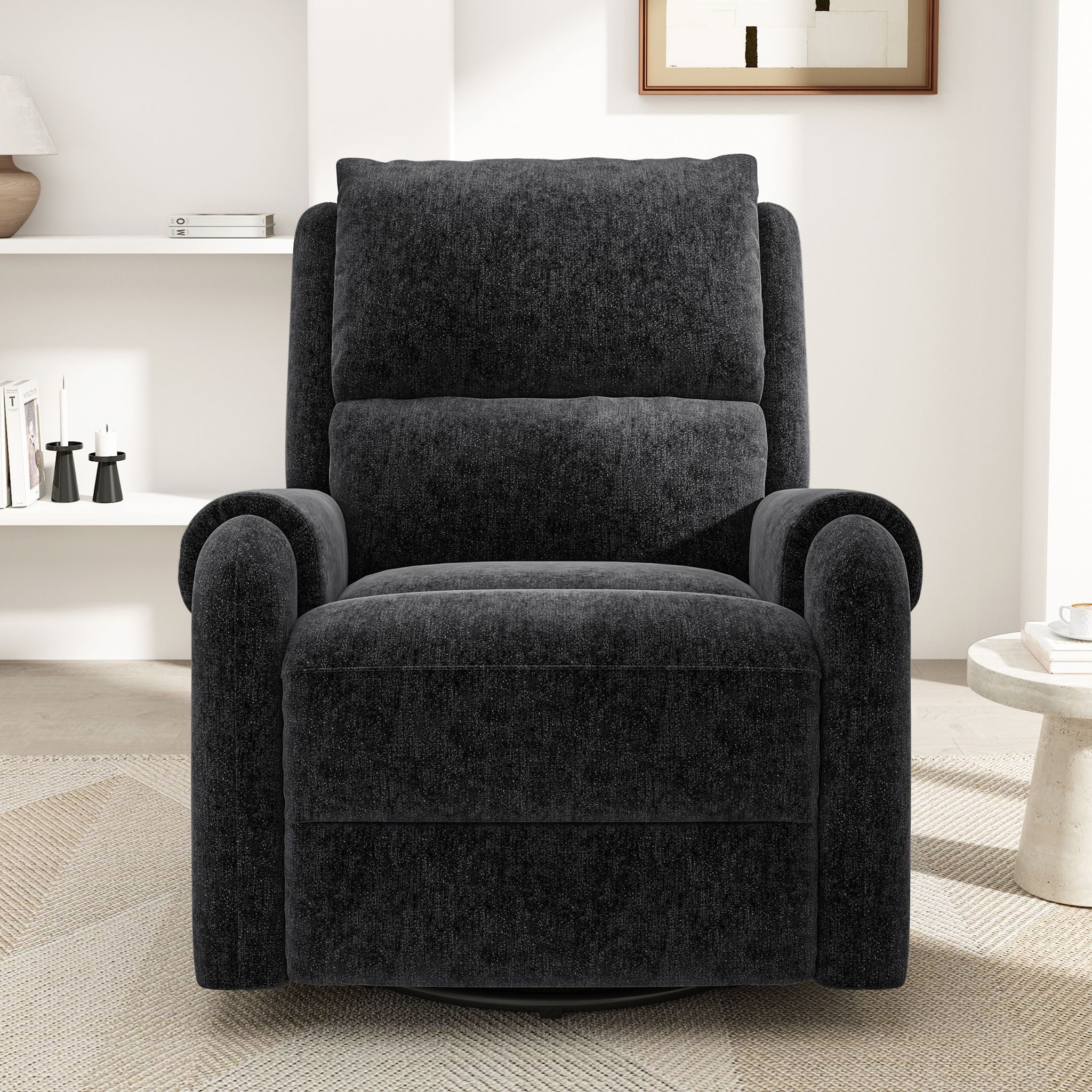 Manual Recliner Massage Chair With Swivel Rocker, 8 Massage Modes, Side Storage Pocket