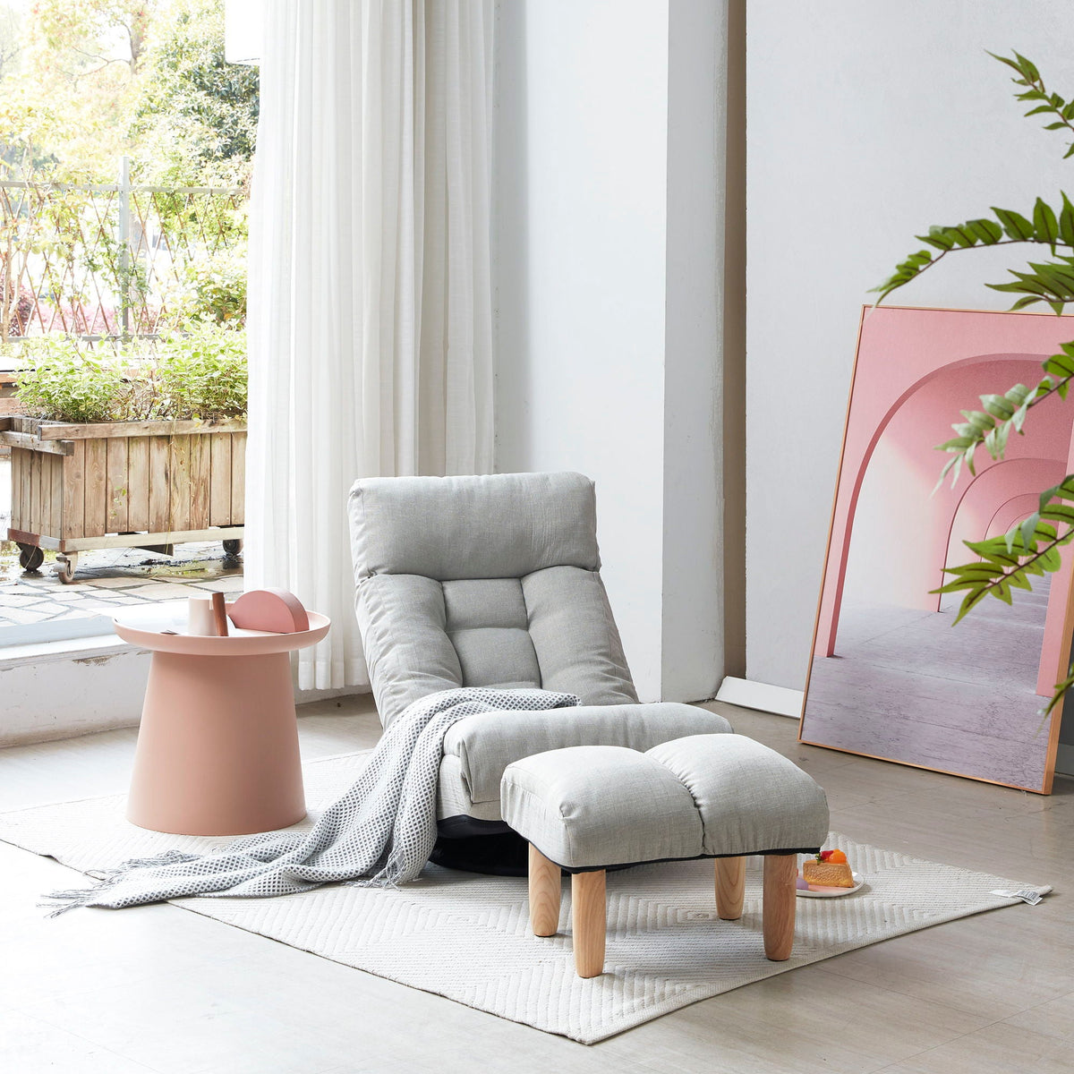 Adjustable Japanese Reclining Floor Chair Sofa With Metal Frame For Living Room