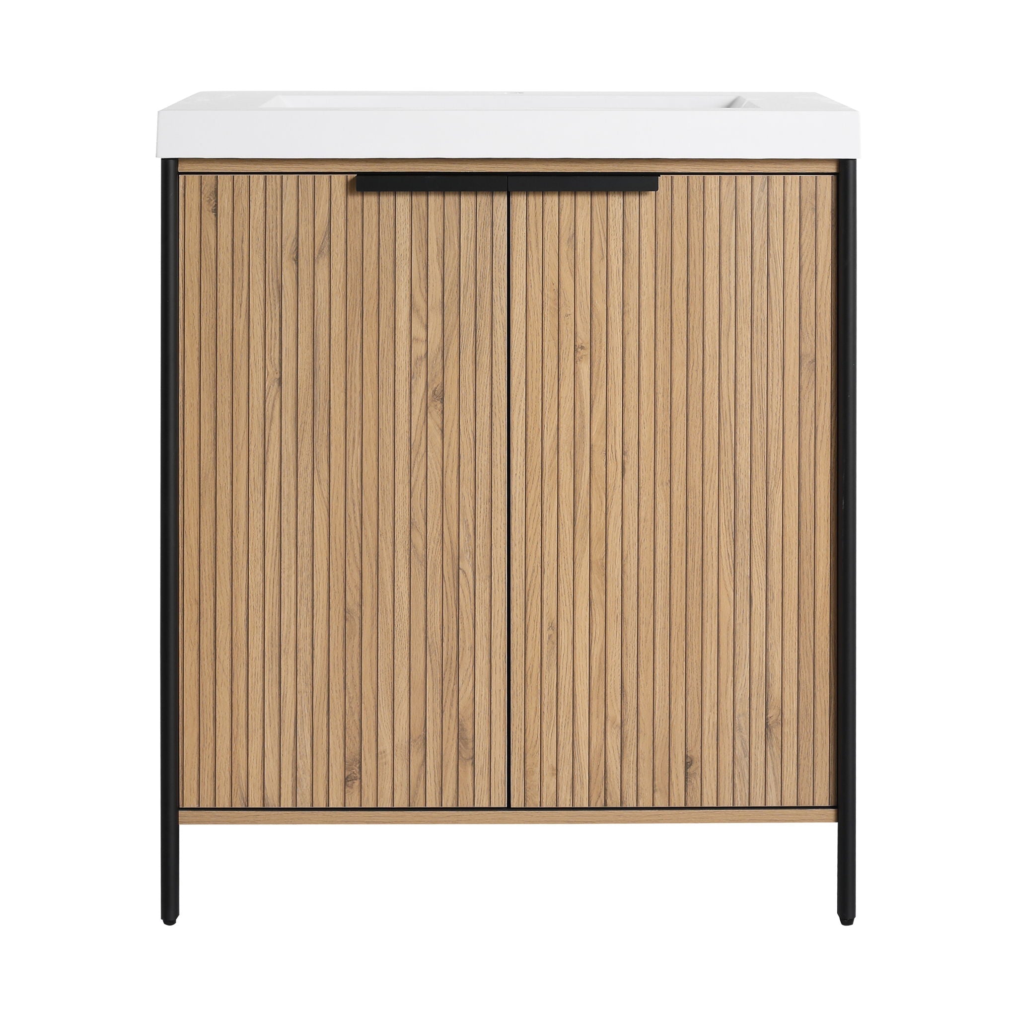 Modern Freestanding Bathroom Vanity With Resin Sink & Soft Close Cabinet Doors
