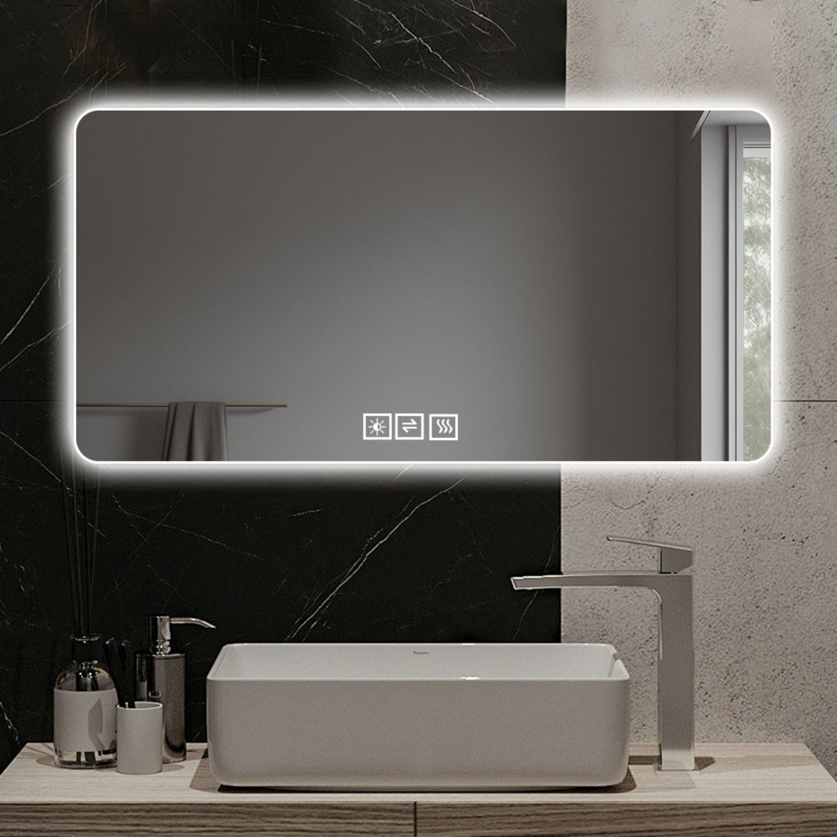 LED Bathroom Mirror With 3 Color Dimmable Backlight