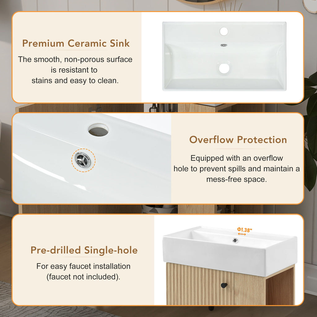 Modern Floating Bathroom Vanity With Ceramic Basin Perfect For Small Bathrooms