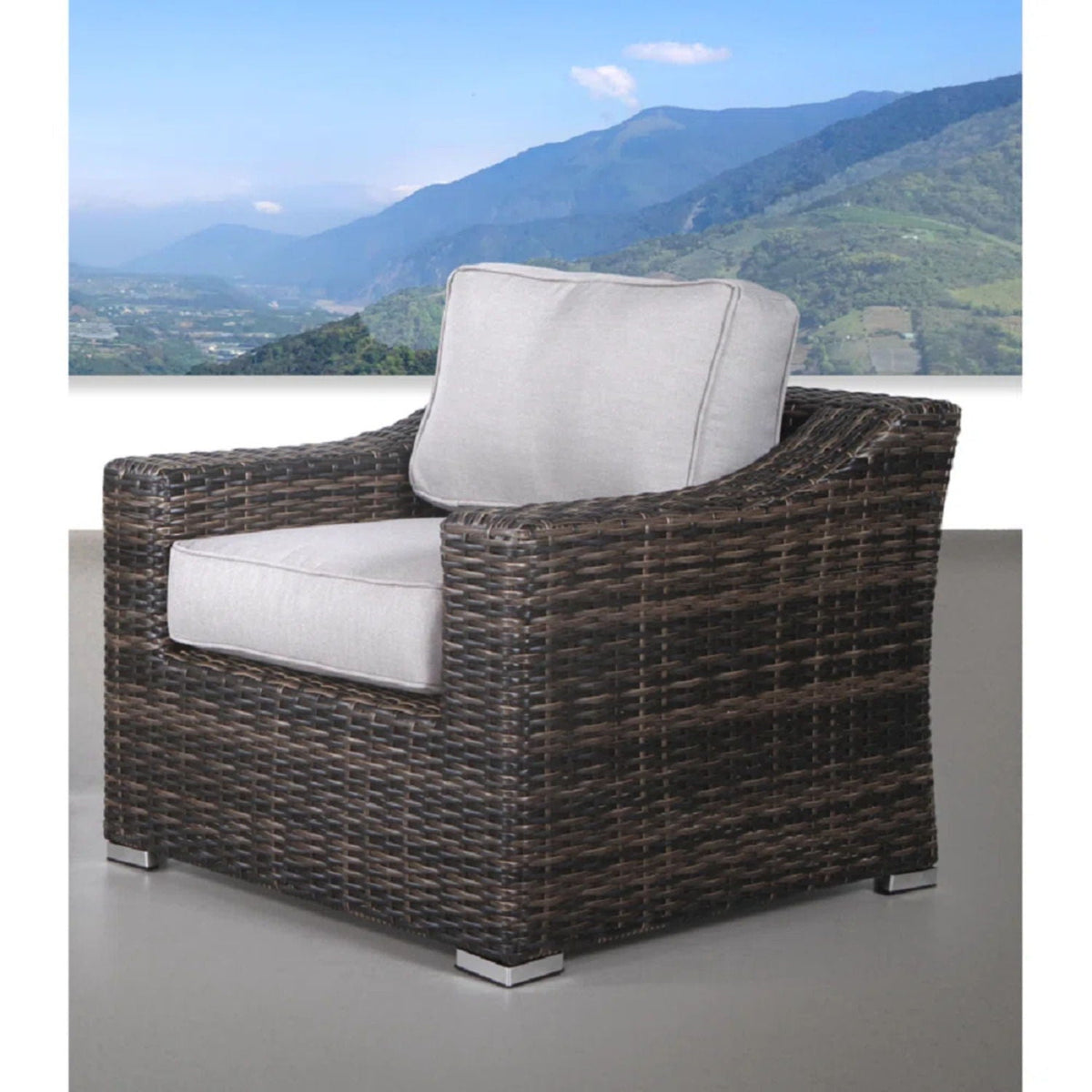 Outdoor Wicker Conversation Set With Cushions, All Weather