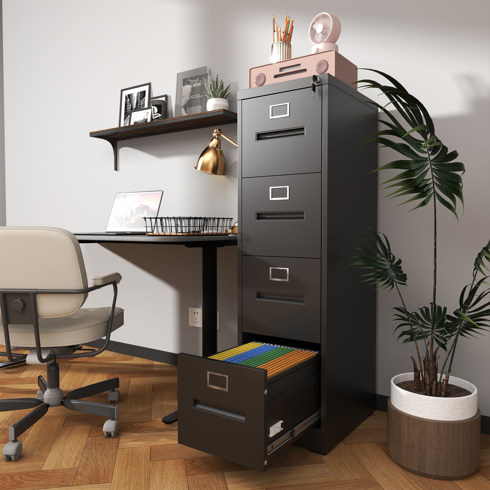 Premium Drawer File Cabinet With Lock, Metal Vertical Design, A4 Legal / Letter Size