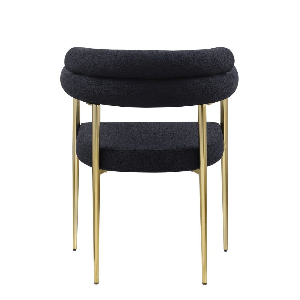 Dining Chairs (Set of 2), Mid-Century Modern Dining Chairs, Kitchen Dining Room Chairs, Round Boucle Backrest Sherpa Dining Chair With Brushed Metal Legs