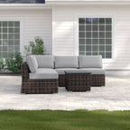 Wicker Sectional Sofa With Cushions And Table