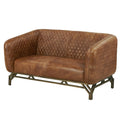 Vincent Industrial Modern Love Seat - Light Brown Leather