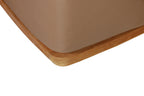 Eclipse Outdoor Solid Teak Wood Ottoman - Light Brown Fabric