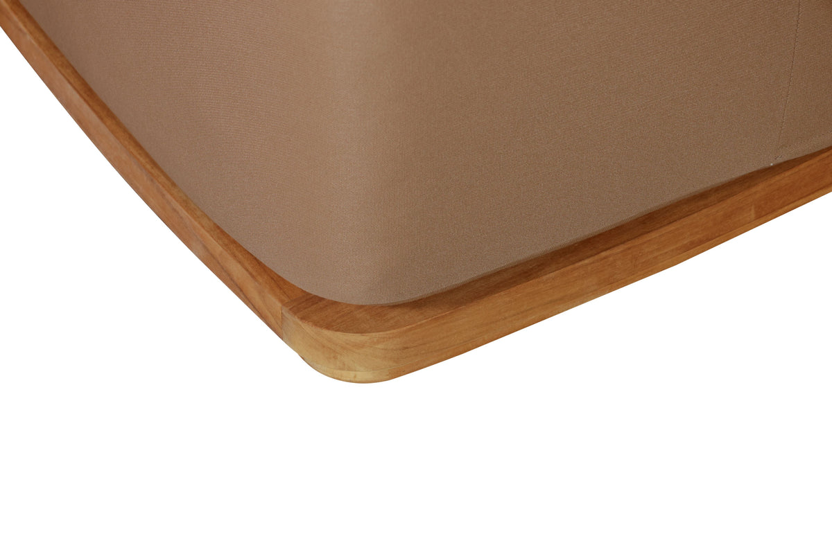 Eclipse Outdoor Solid Teak Wood Ottoman - Light Brown Fabric