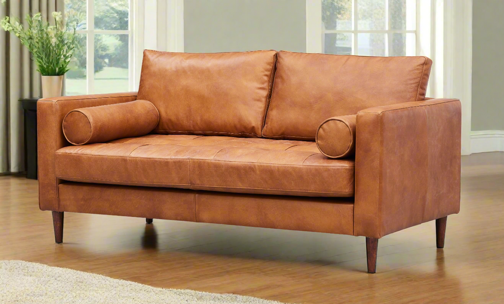 Alamo Top Grain Leather Love Seat - Light Brown
