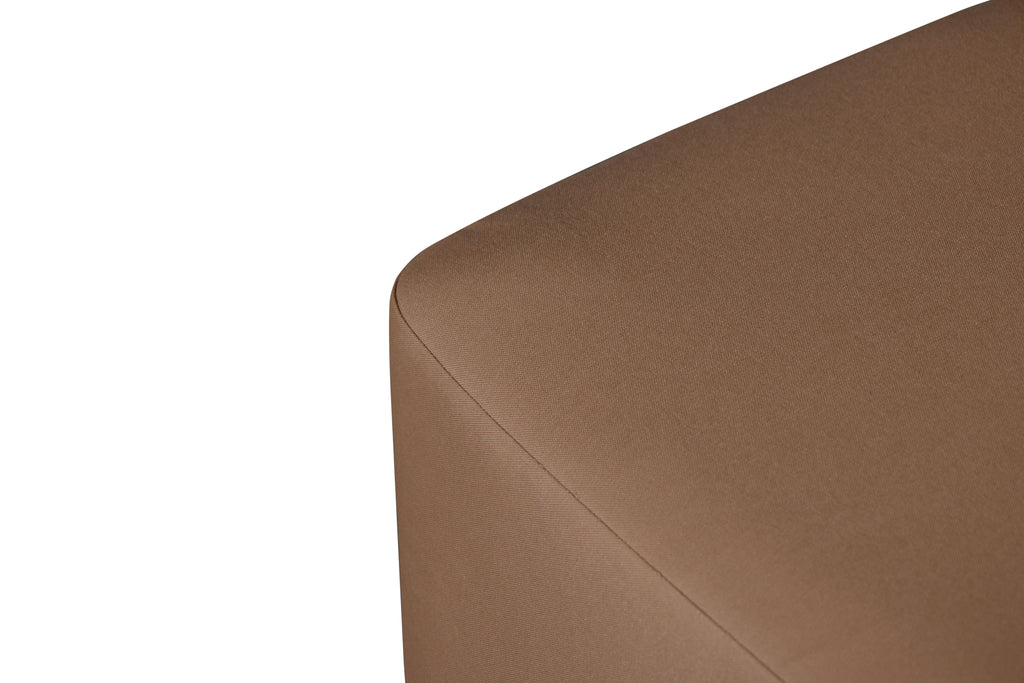 Eclipse Outdoor Solid Teak Wood Ottoman - Light Brown Fabric