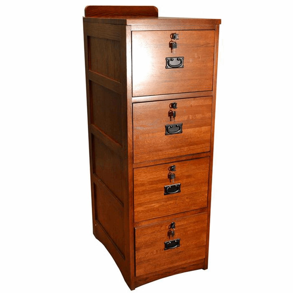 Mission Solid Oak 4 Drawer File Cabinet - Michaels Cherry