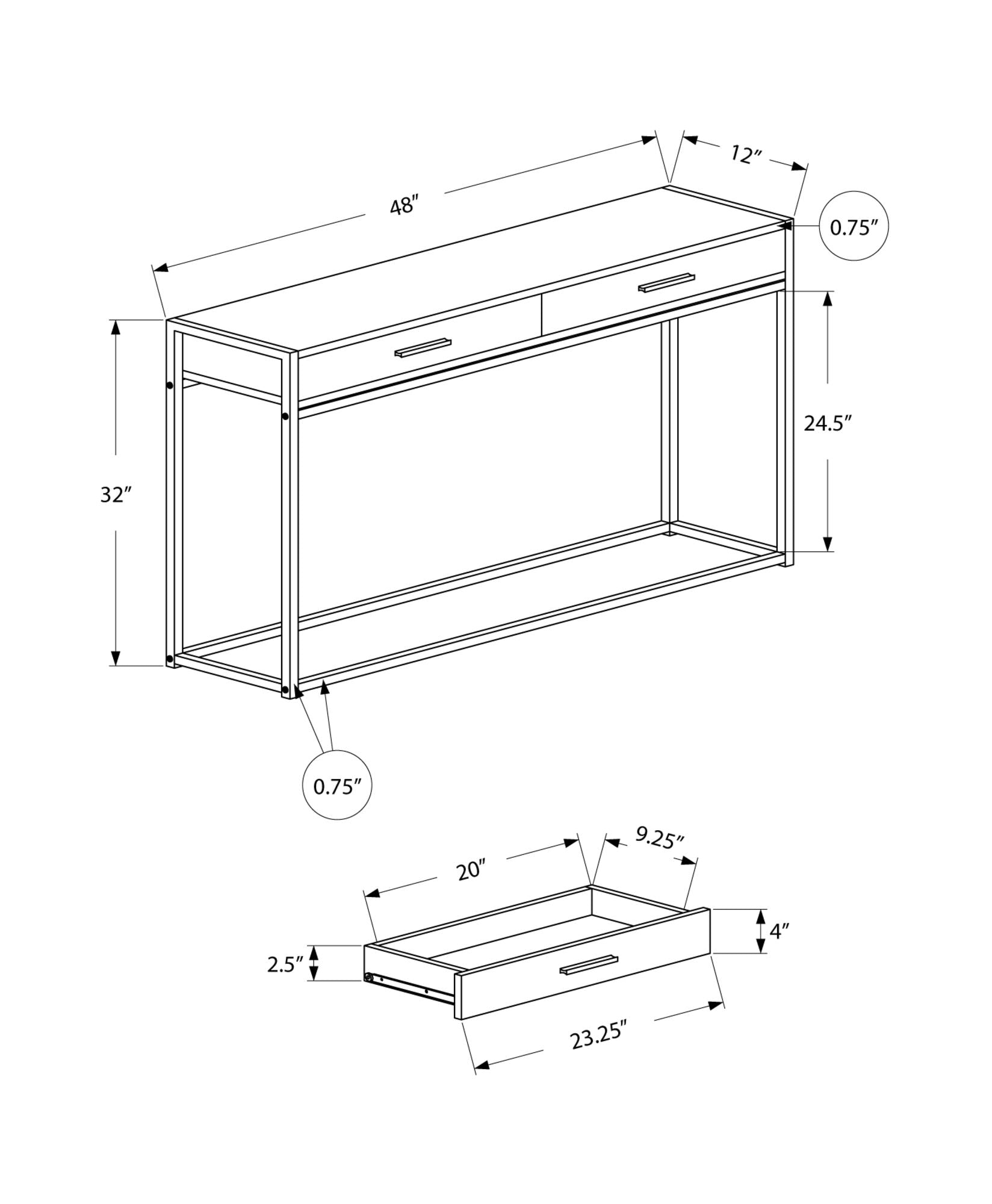 Accent Console Table For Entryway, Storage Drawers, Contemporary & Modern