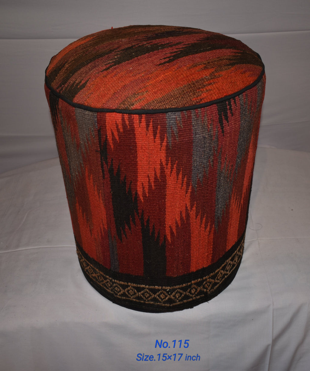 One of a Kind Kilim Rug Pouf Ottoman foot stool - #115