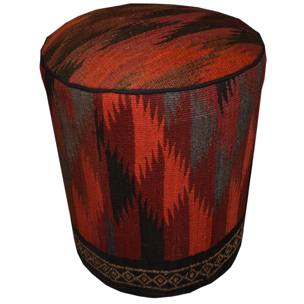 One of a Kind Kilim Rug Pouf Ottoman foot stool - #115