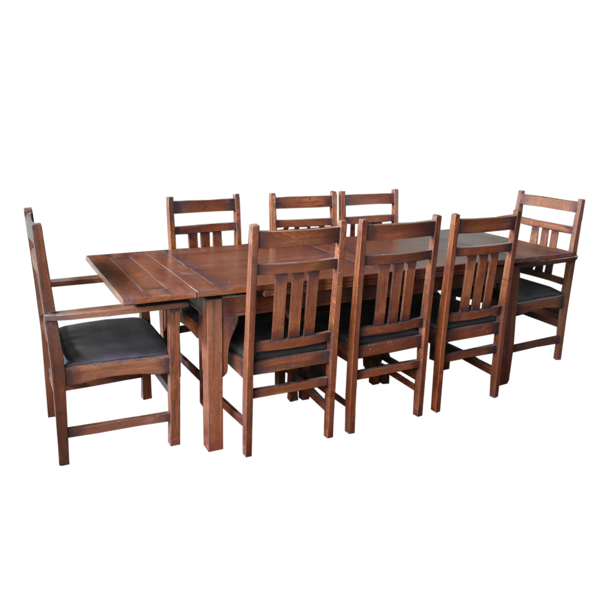 Preorder Mission Stow Leaf Table with #401 Chair Dining Set - Dark Oak