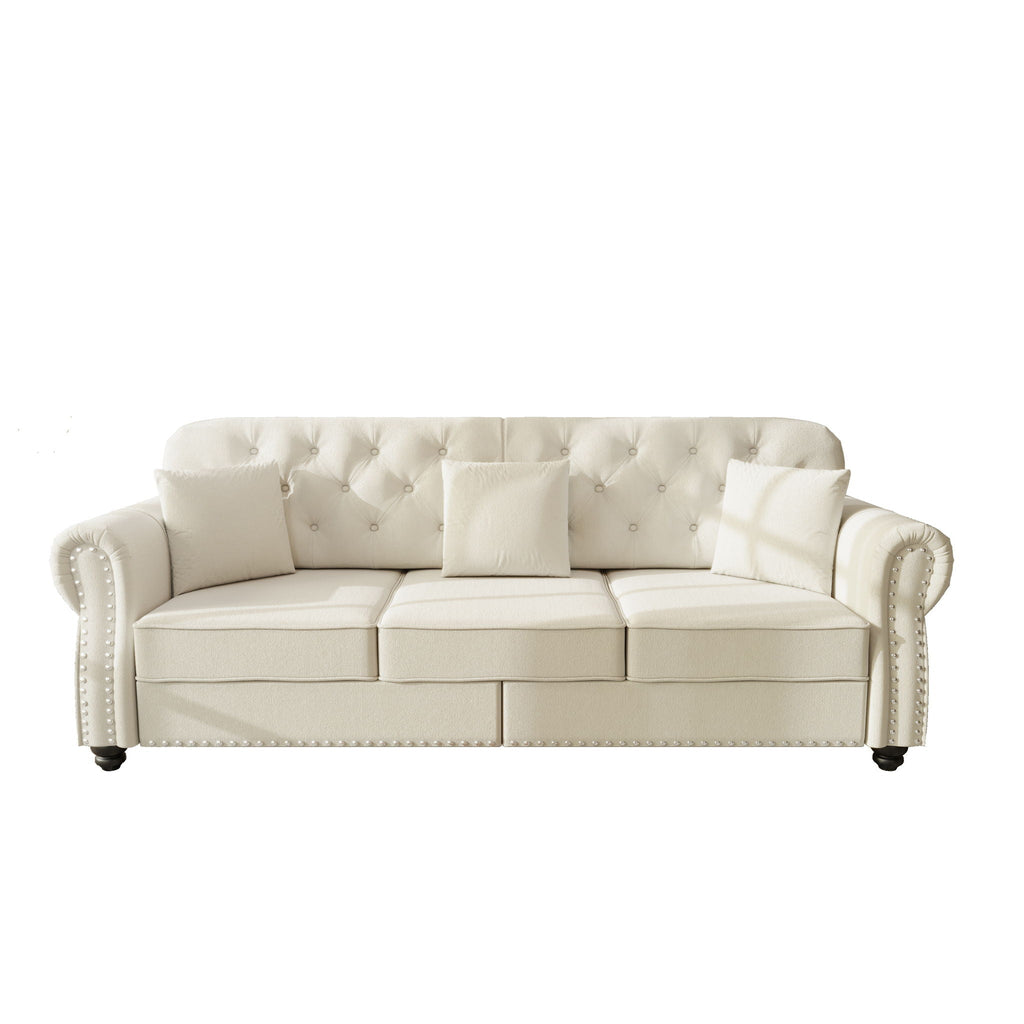 Upholstered 3 Seater Sofa Set With Ottoman