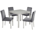 5 Pieces Wooden Dining Table Set, Square Table And 4 Upholstered Chairs