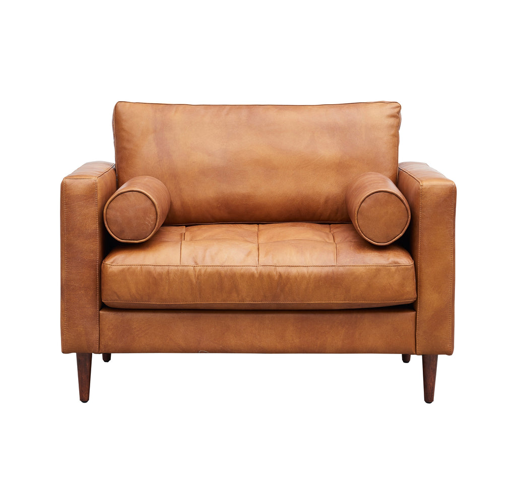 Alamo Top Grain Leather Arm Chair - Light Brown
