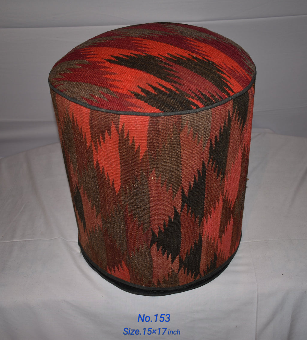 One of a Kind Kilim Rug Pouf Ottoman foot stool - #153
