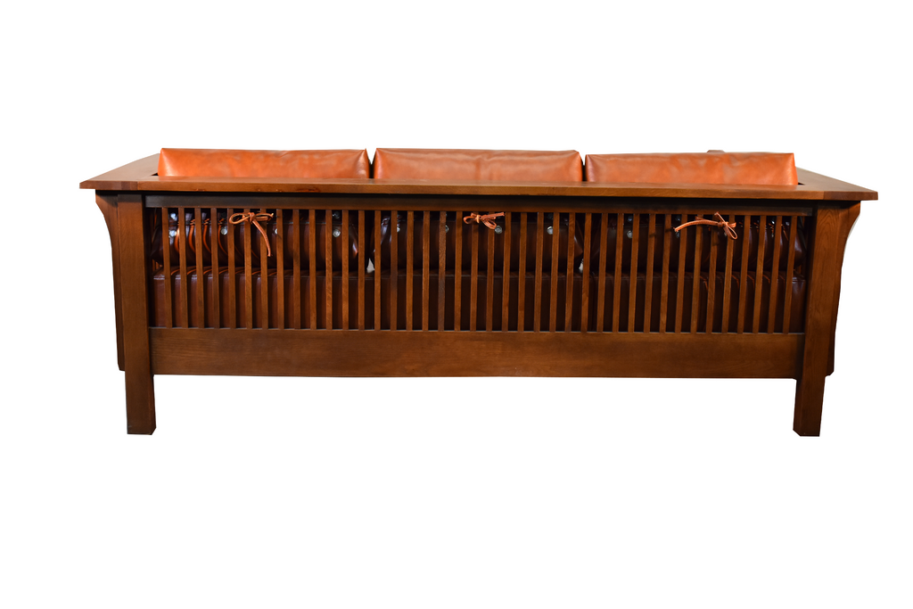 Mission Crofter Sofa - Solid Quarter Sawn Oak and Leather Cushions