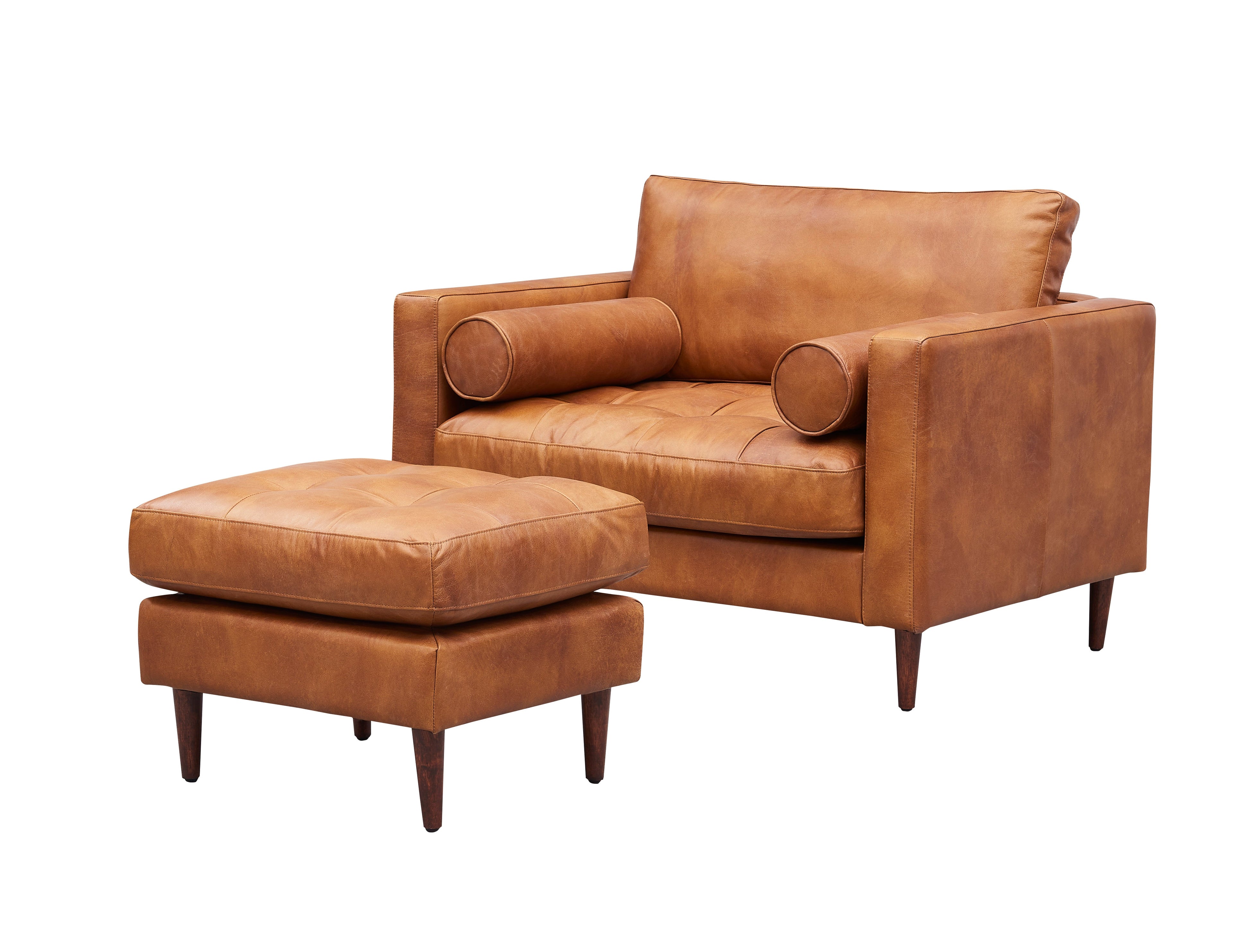 Alamo Top Grain Leather Arm Chair - Light Brown