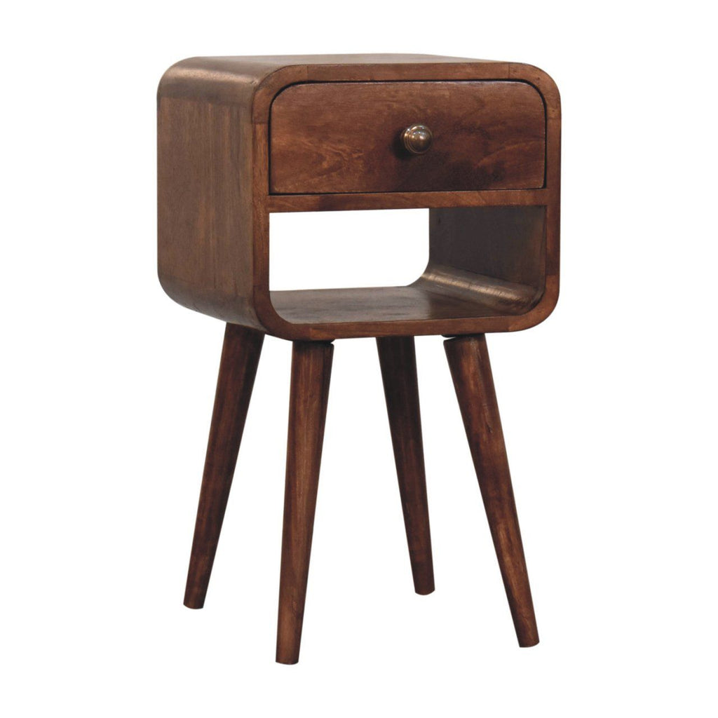 Mini California Curved Nightstand Wth Lower Slot