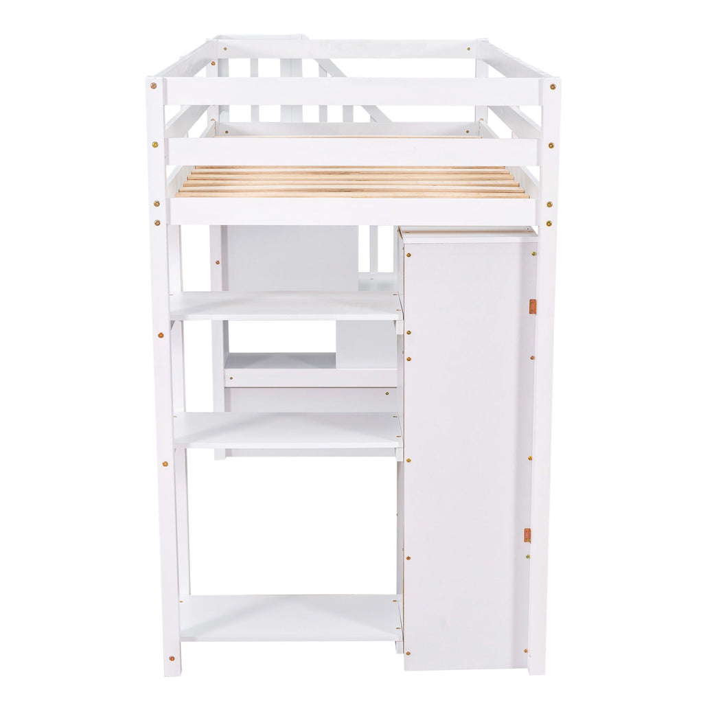 Loft Bed With Storage Drawers And Stairs With Shelves