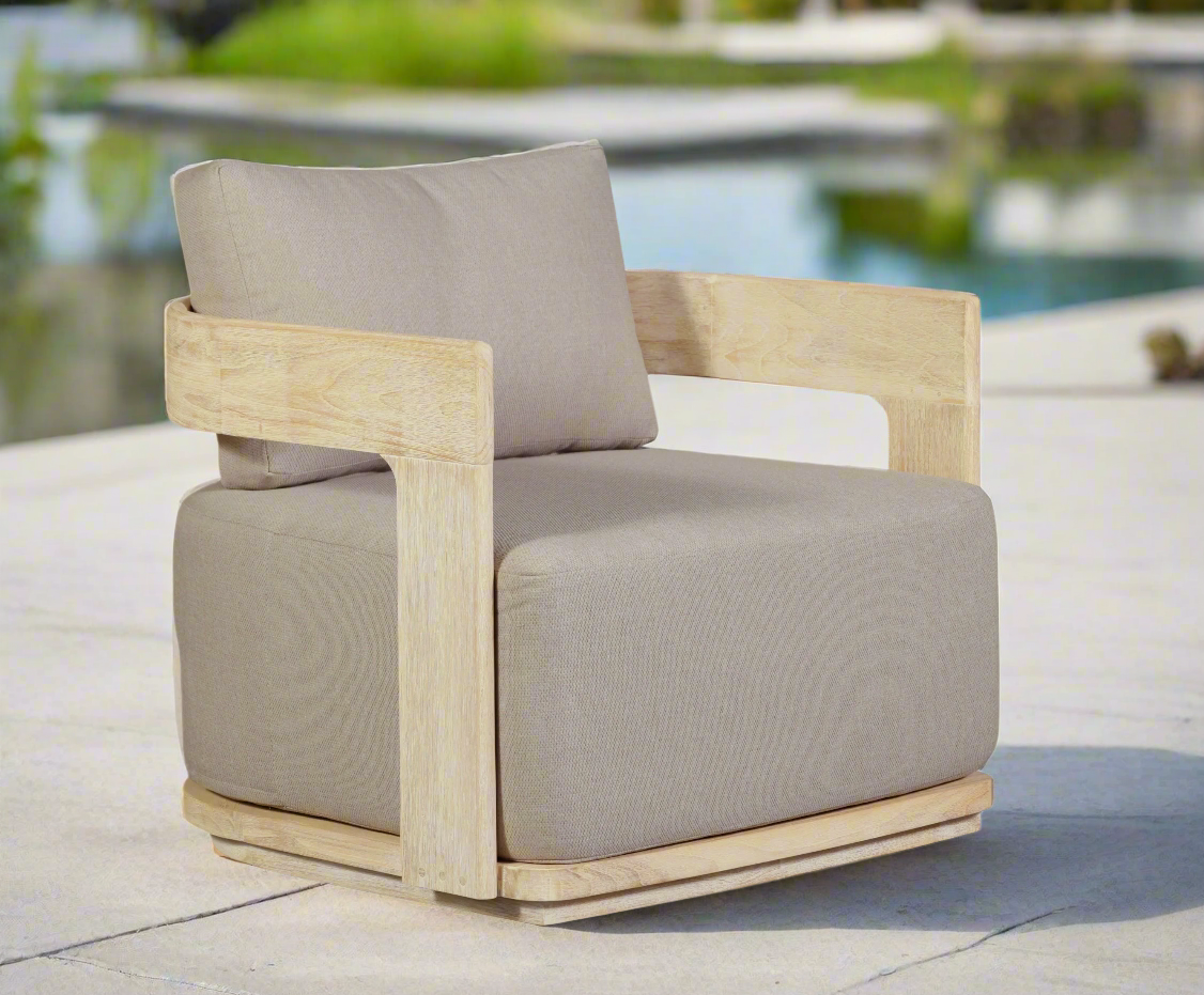 Eclipse Outdoor Solid Teak Wood Chair Natural Look - Gray Fabric