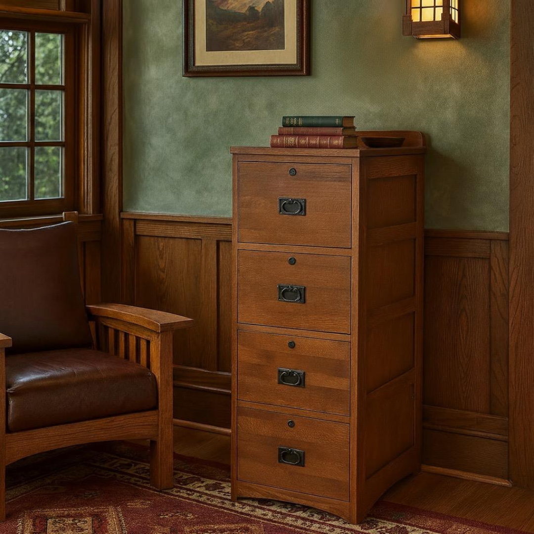 Mission Solid Oak 4 Drawer File Cabinet - Options Available