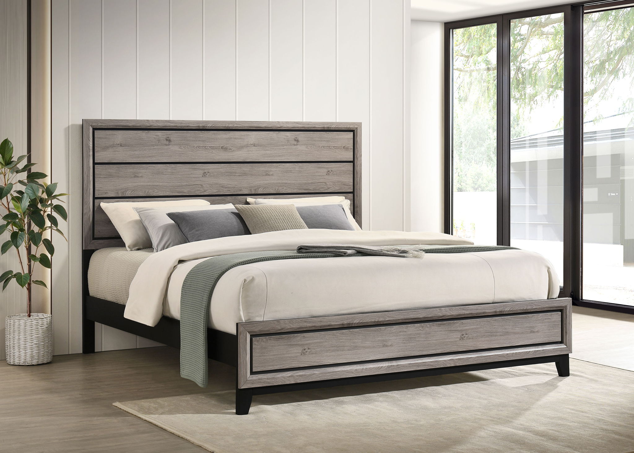 Watson Wood Eastern King Panel Bed Light Taupe