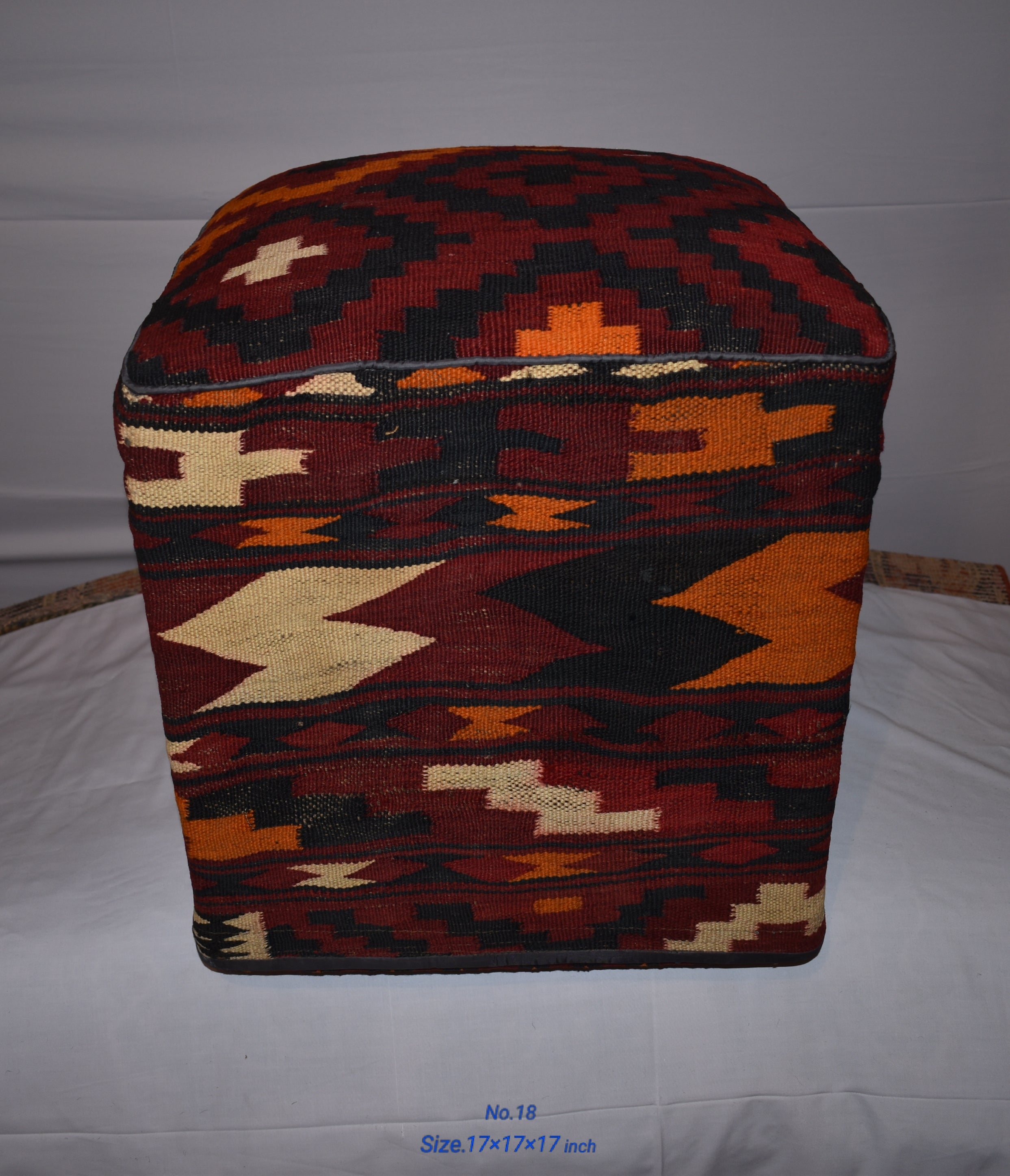 One of a Kind Kilim Rug Pouf Ottoman foot stool - #18