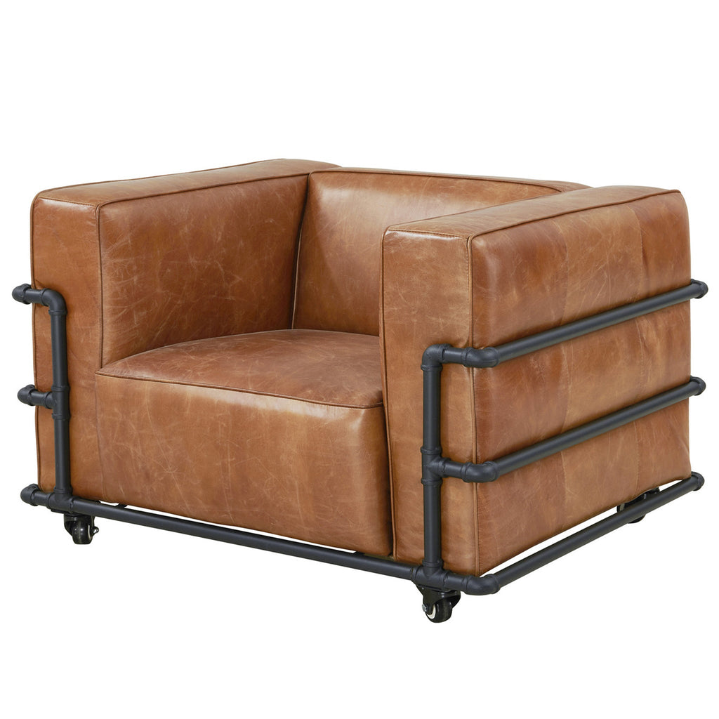 Henry Industrial Modern Leather Arm Chair (2 Colors Available)