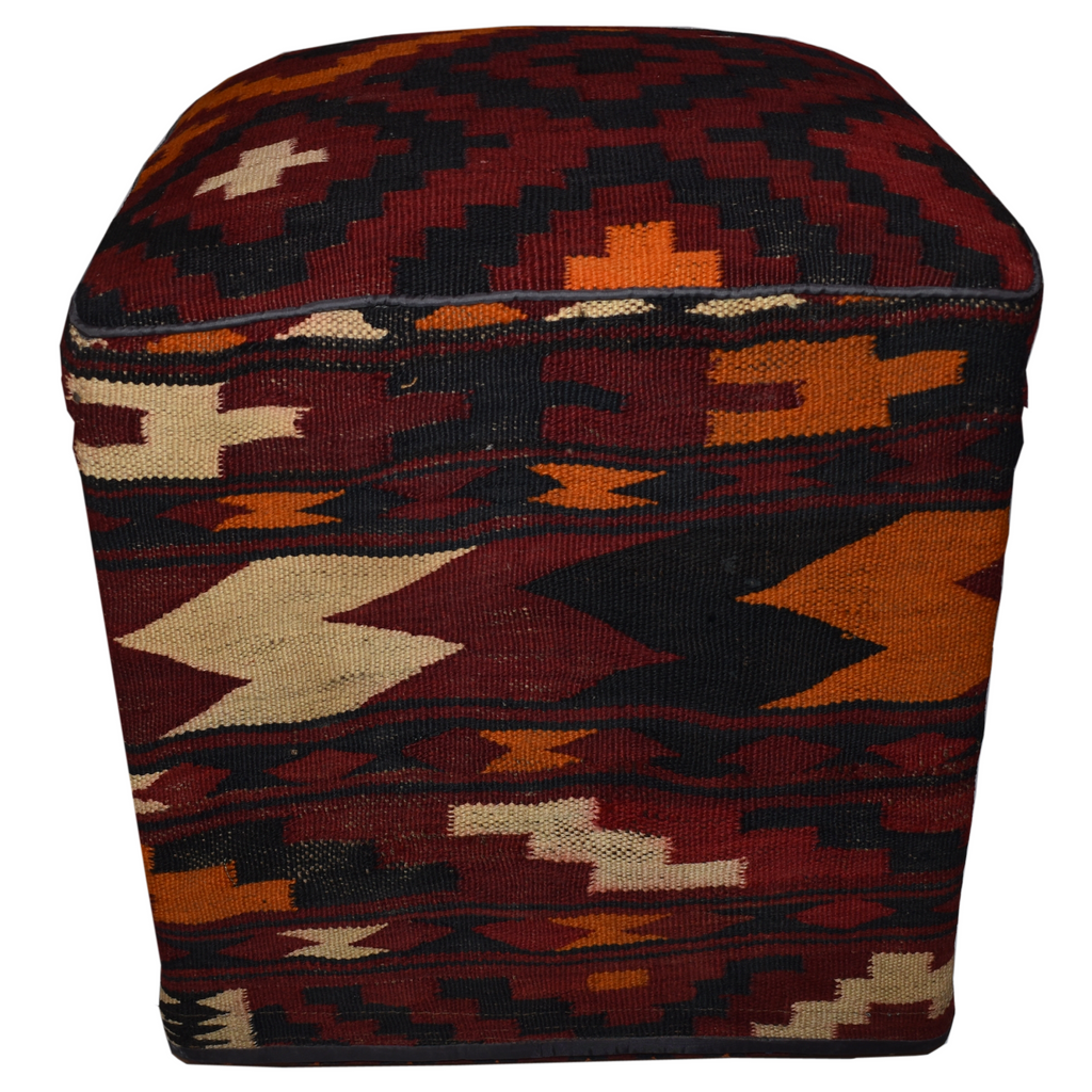 One of a Kind Kilim Rug Pouf Ottoman foot stool - #18