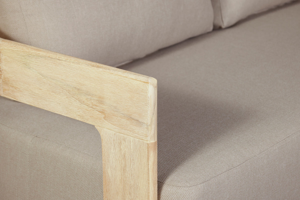 Eclipse Outdoor Solid Teak Wood Love seat Natural - Gray Fabric
