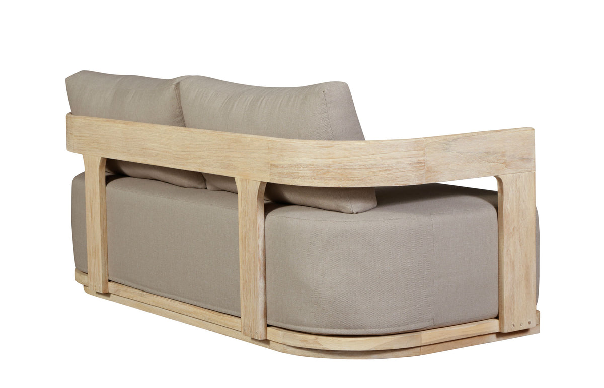 Eclipse Outdoor Solid Teak Wood Love seat Natural - Gray Fabric