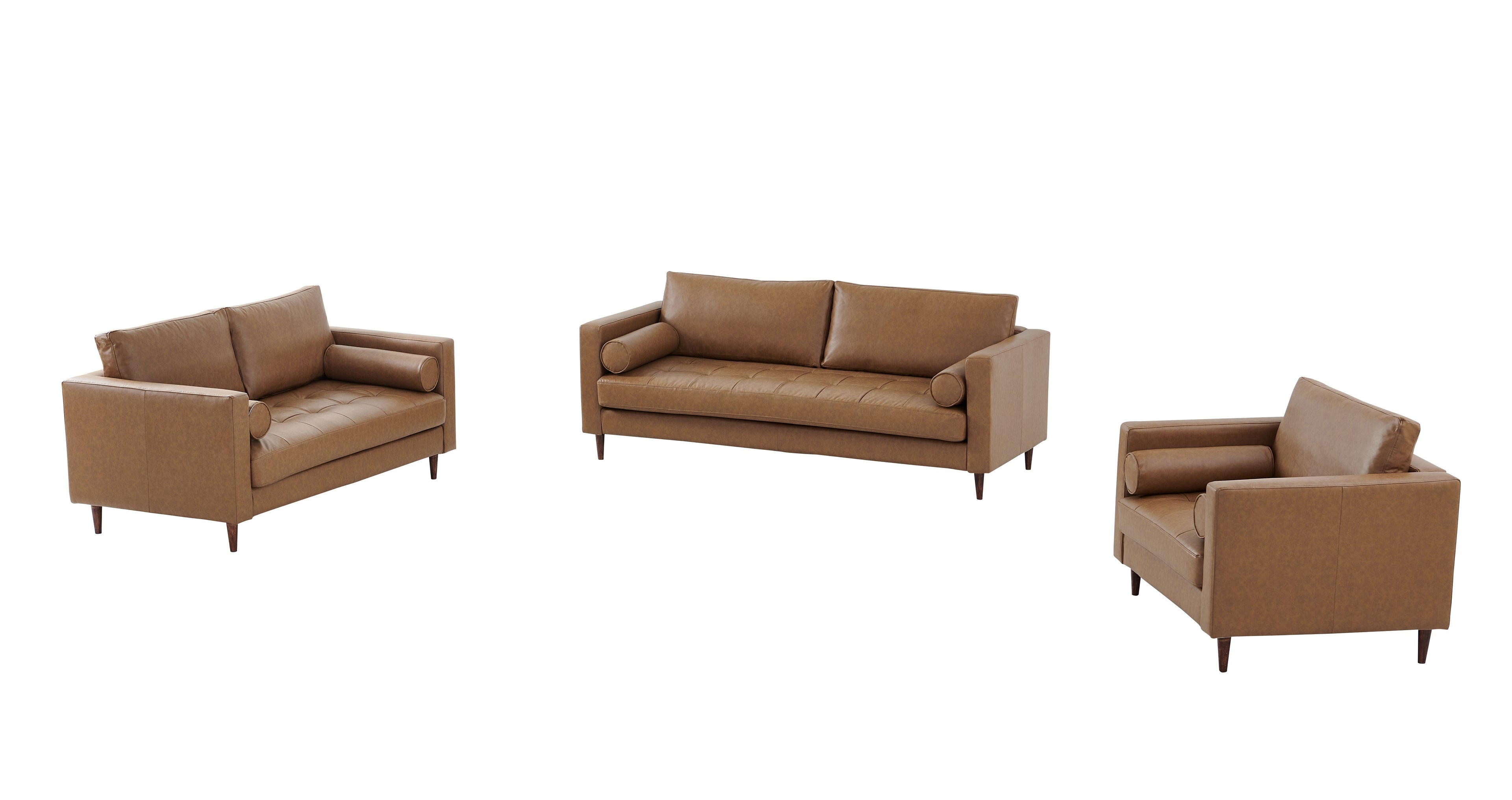 Alessandra Modern Contemporary Eco Leather Love Seat - Light Brown