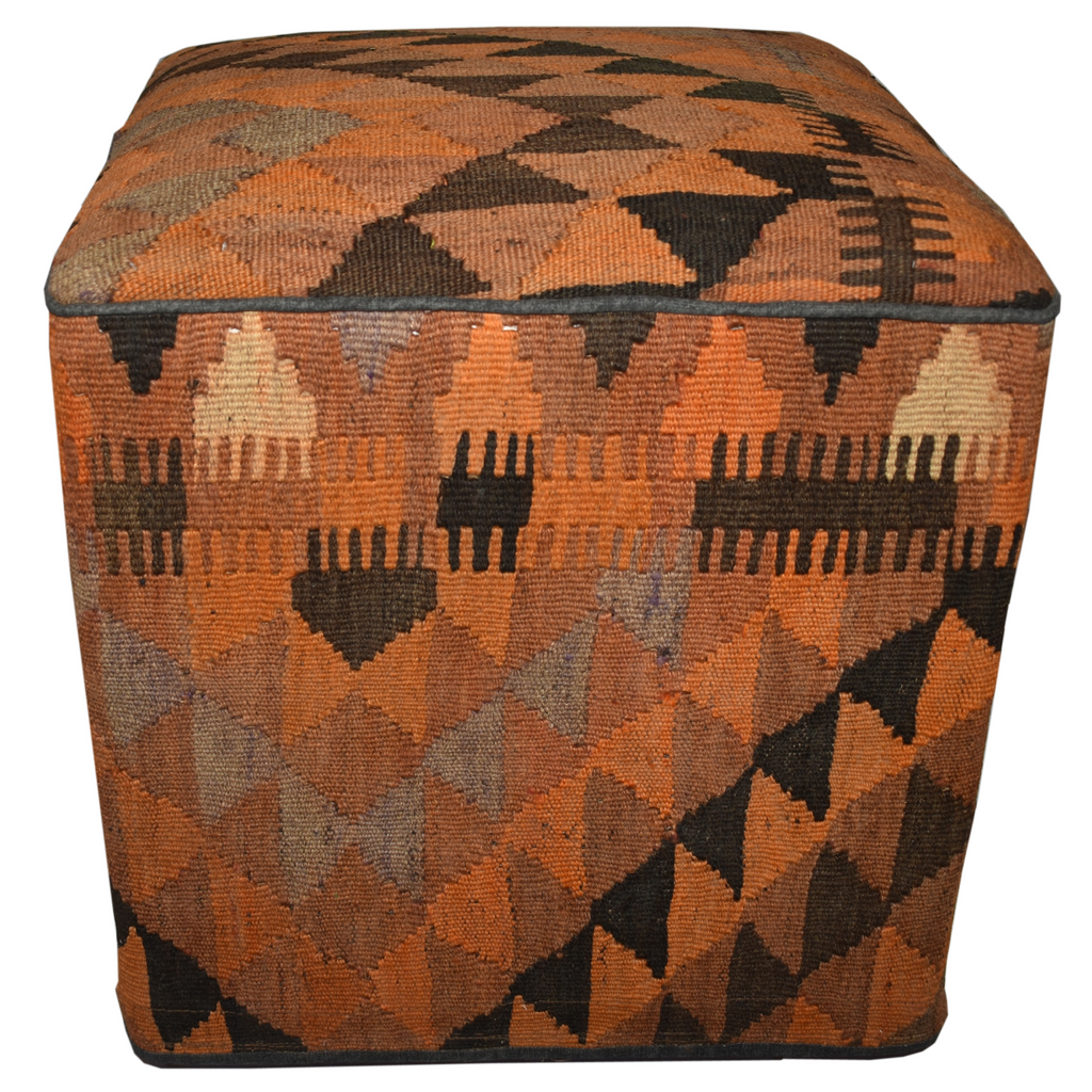 One of a Kind Kilim Rug Pouf Ottoman foot stool - #18