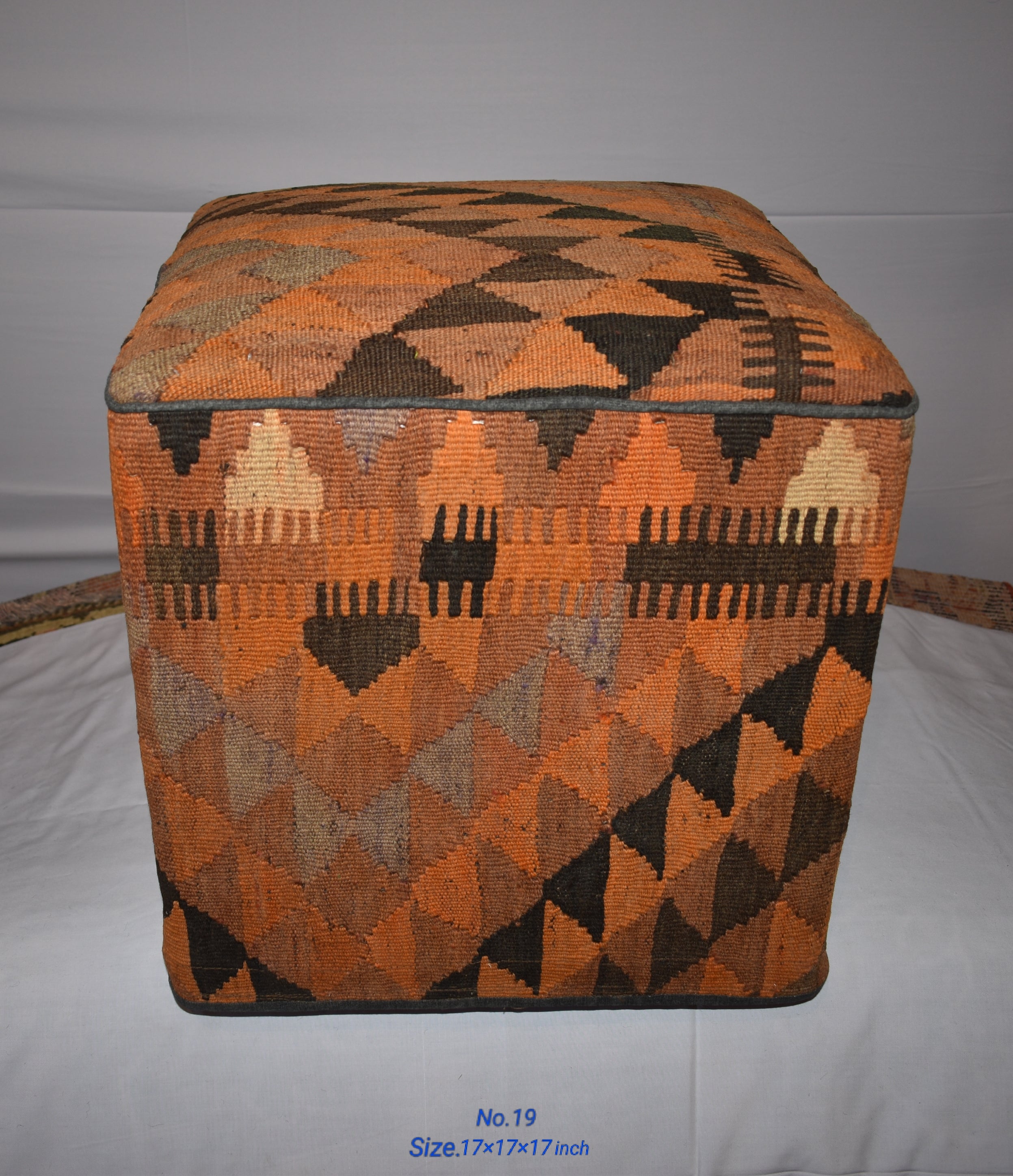 One of a Kind Kilim Rug Pouf Ottoman foot stool - #18