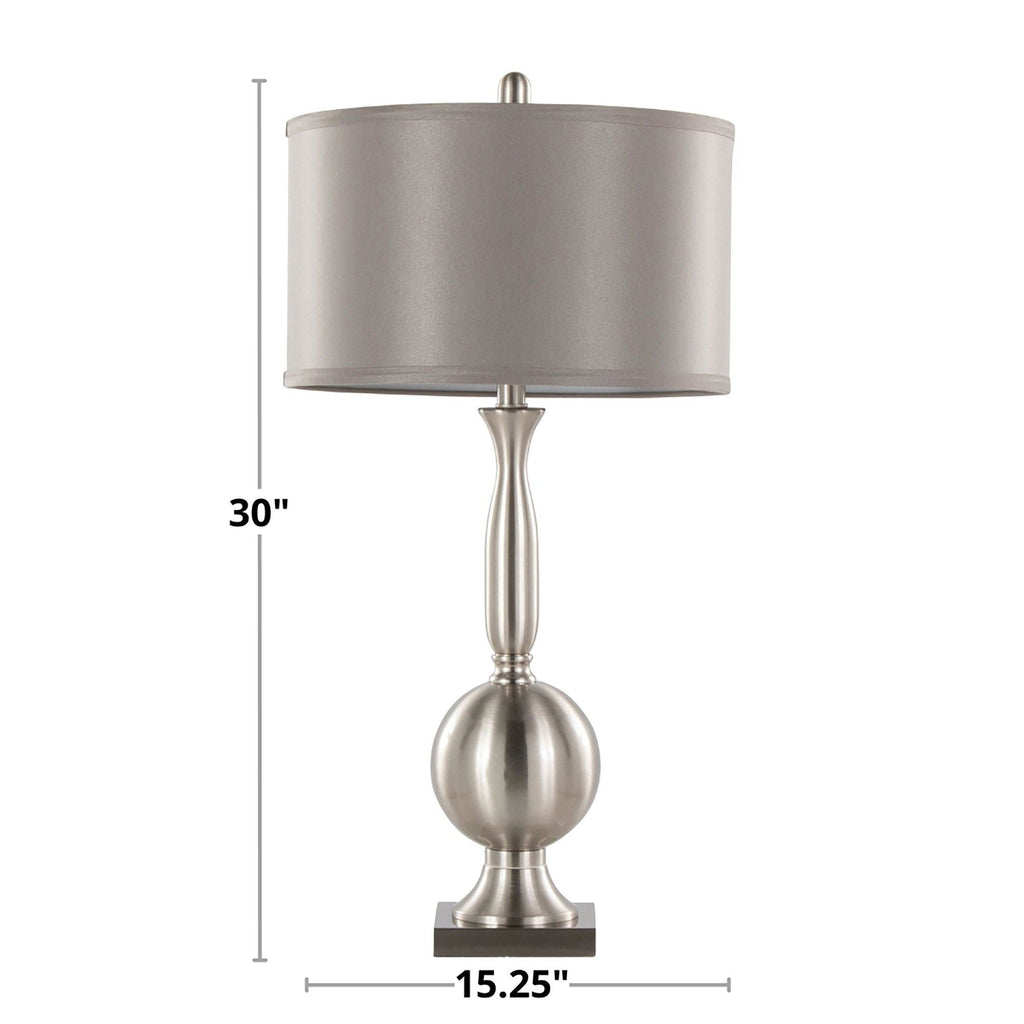 Joan - Contemporary Table Lamp (Set of 2) - Nickel / Gray Satin