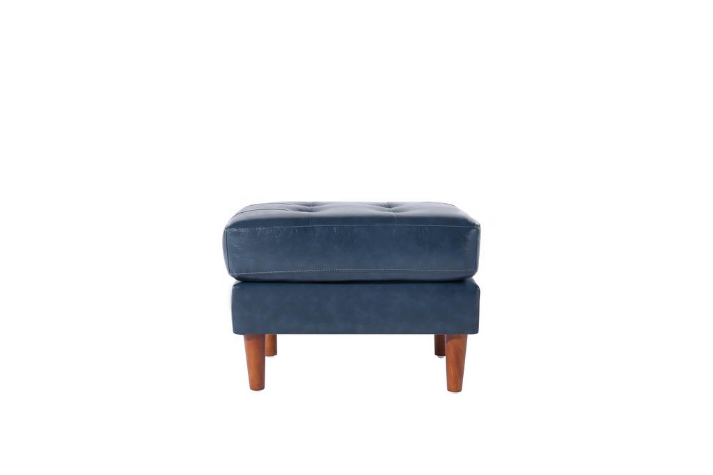 Cosmic Modern Leather Ottoman / Footstool - Blue