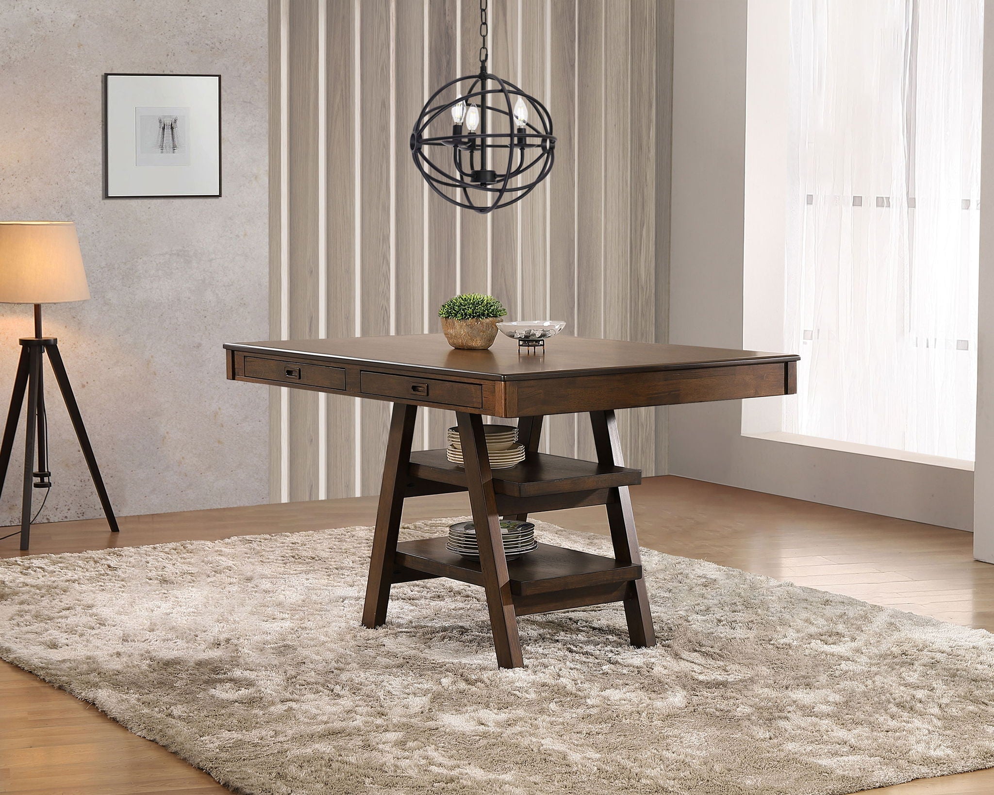 Dewey Rectangular 60-inch Counter Height Dining Table Walnut
