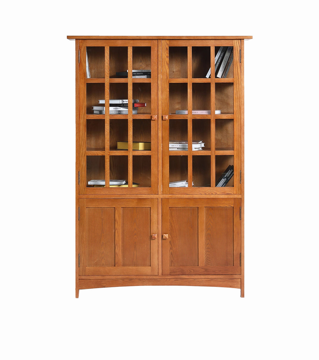 Mission Oak 4 Door Display China Cabinet - Michael's Cherry stain