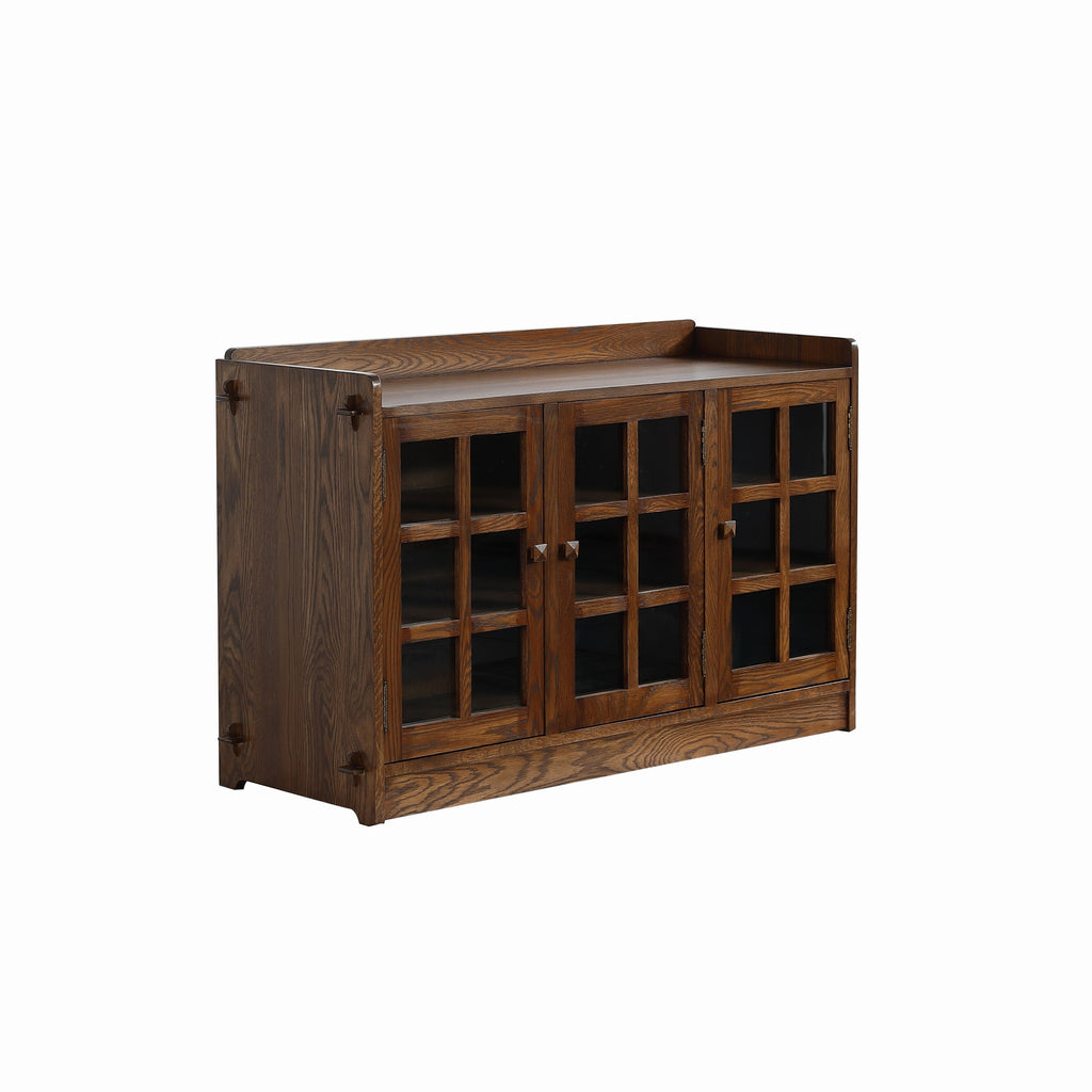 Mission Oak 3 Door Console, TV Stand - Walnut (W1)