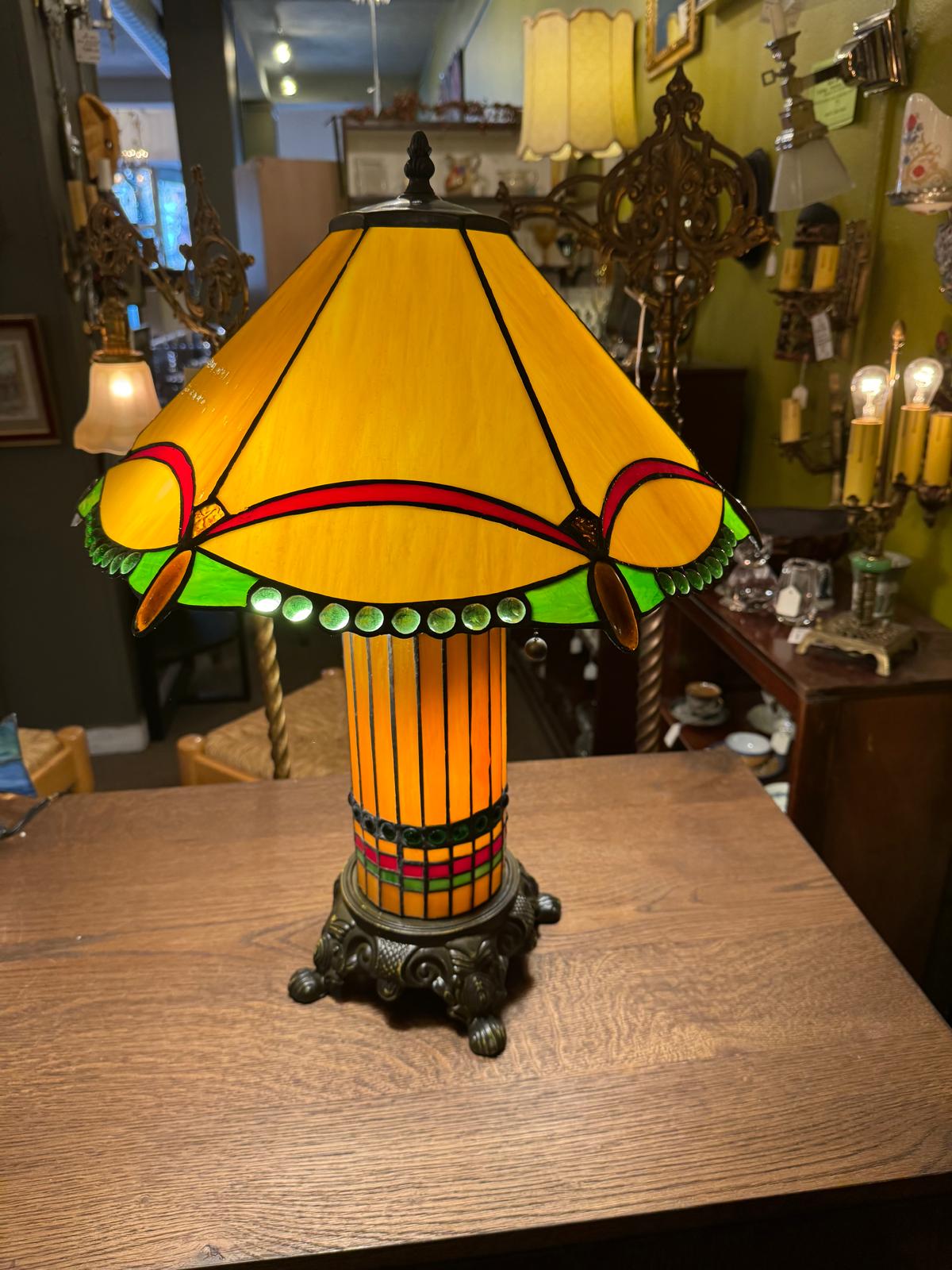Tiffany Mission Style Stained Glass Table Lamp
