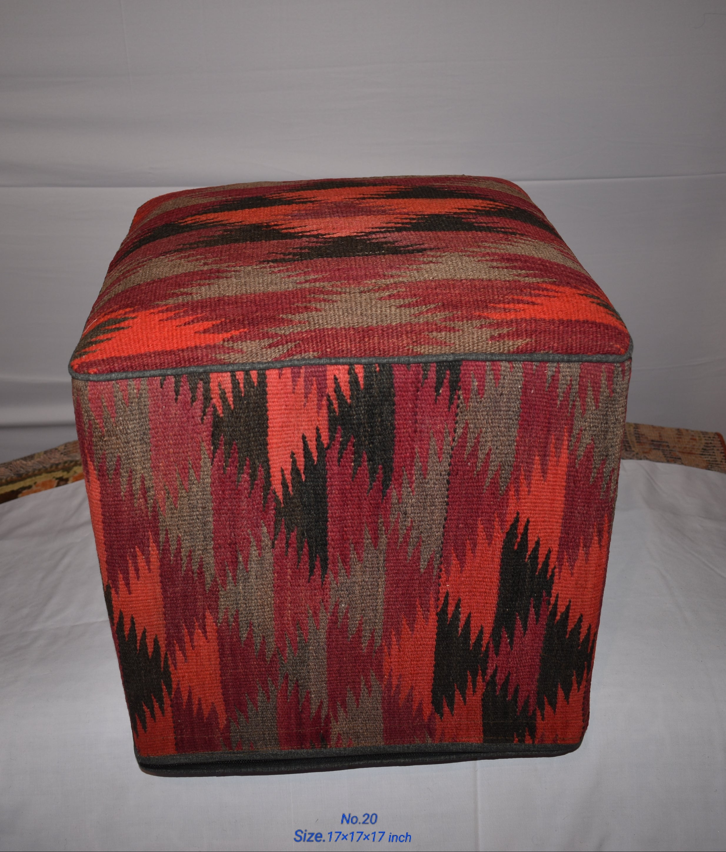 One of a Kind Kilim Rug Pouf Ottoman foot stool - #19